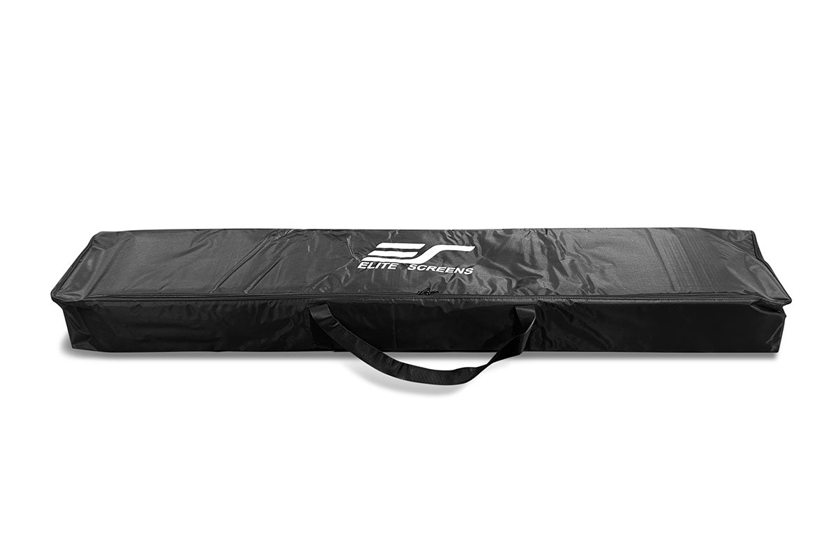 Black carrying case with 'Elite Screens' logo on a white background