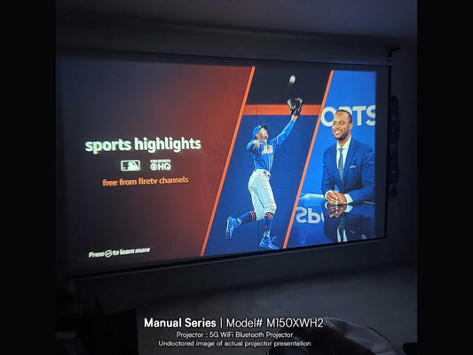 150" Manual Series | Manually Operated Pull-Down Projection Screen w/5G WiFi Bluetooth Projector