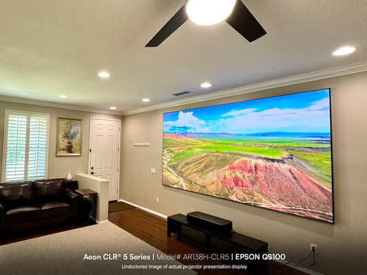 138″ Aeon CLR® 5 Fixed Frame Projection Screen with Epson QS100 Projector | Model# AR138H-CLR5