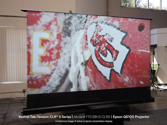 138″ Kestrel Tab-Tension CLR® 5 Floor Rising Projection Screen at the Elite Screens Warehouse | Model# FTE138H3-CLR5