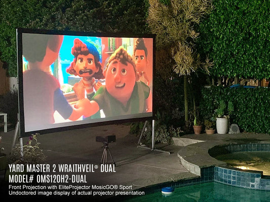 120" Yard Master 2 WraithVeil® Dual Outdoor Projection Screen with UST MosicGo Projector