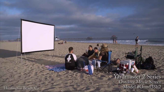 135" Yard Master 2 Fast Folding-Frame Outdoor Projection Screen at Beach