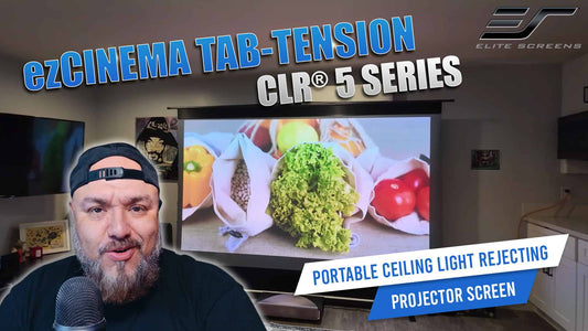 New Video 📽️ezCinema Tab-Tension CLR® 5 | Portable Light-On Floor Pull-Up Screen for UST/ST Projectors