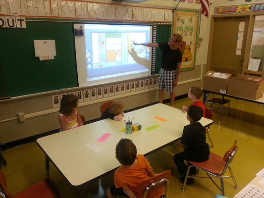 Insta-DE2a Dry-Erase Whiteboard Screen at School