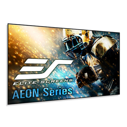 Elite Screens Aeon Series projection screen with warrior design