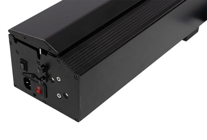 Black electronic device with connectors on a white background