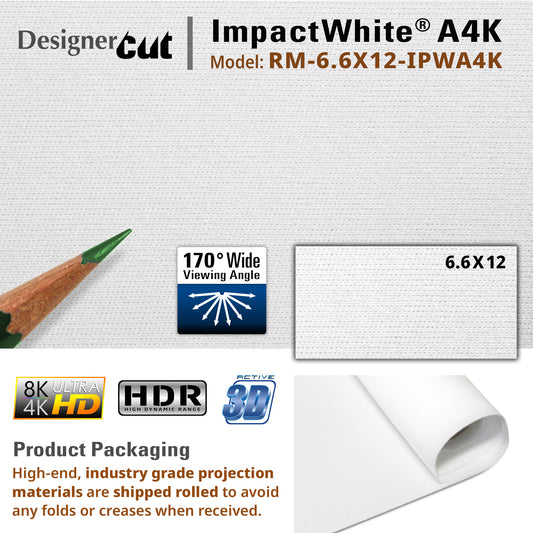 ImpactWhite A4K projection material with pencil for scale on a white background