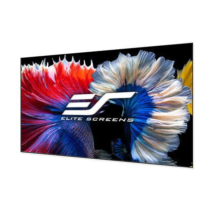 Elite Screens logo on a colorful fish tank background