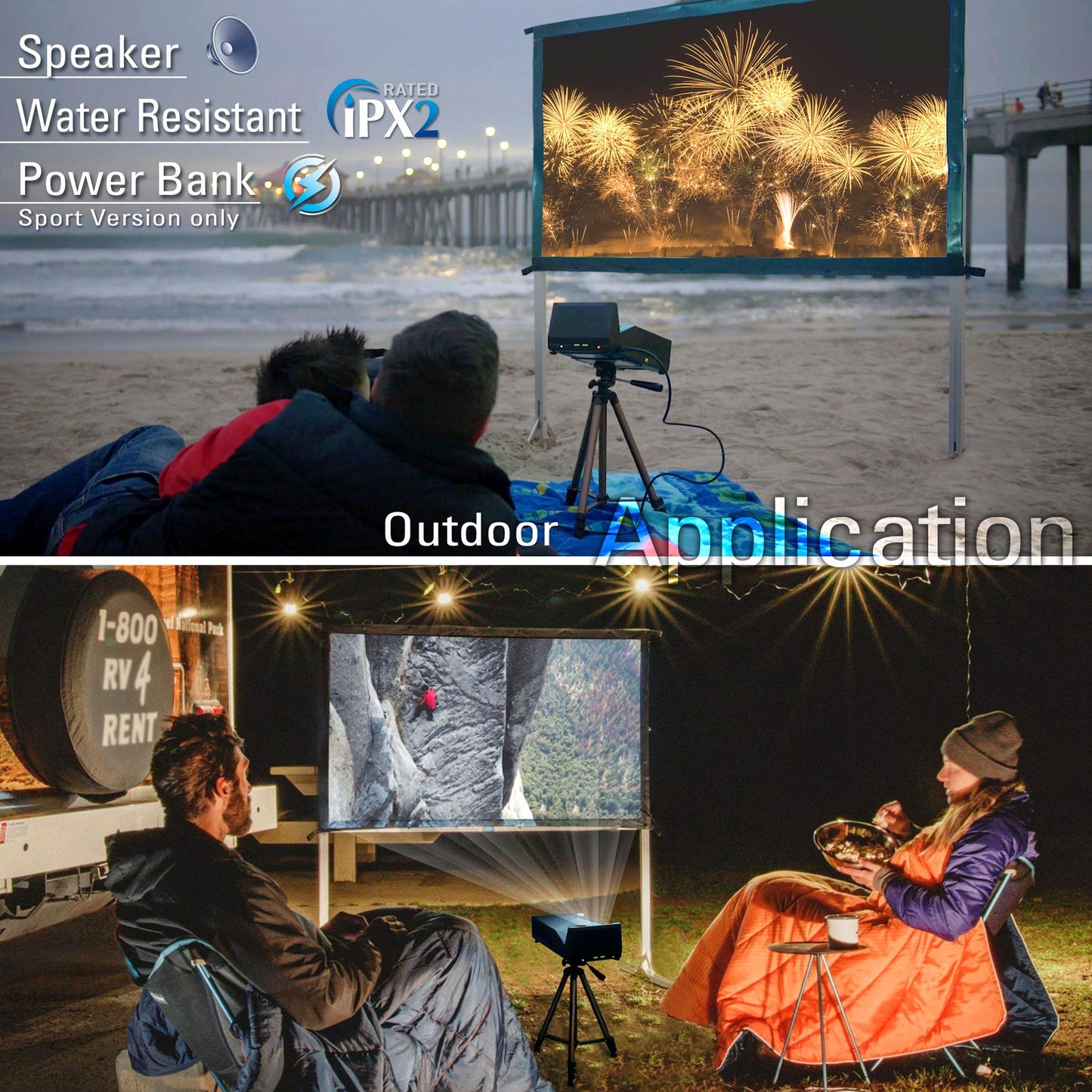 MosicGO 3-in-1 Portable Ultra Short Throw Projector + 58" Outdoor Screen