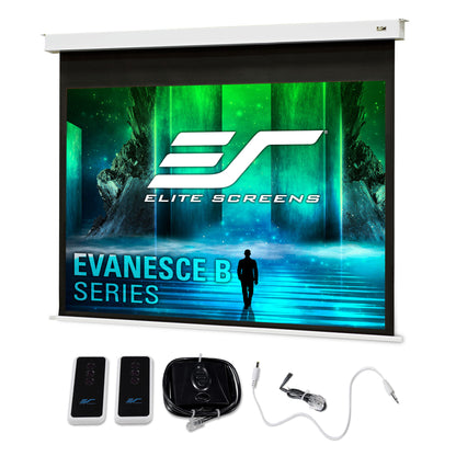 Elite Screens Evanesce B Series projector screen with accessories on a white background