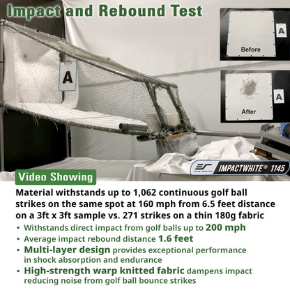 Impact and rebound test setup with material samples and measurement equipment.