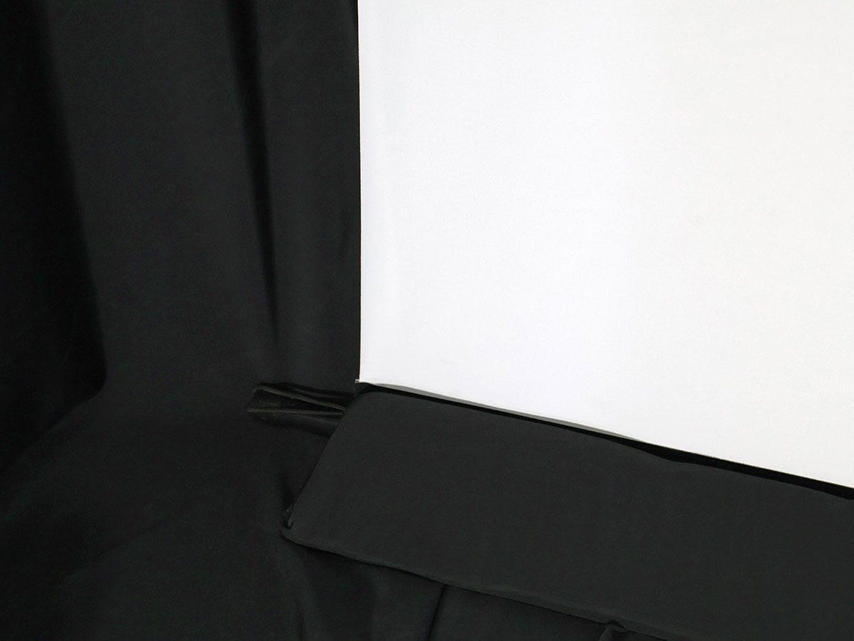 Black fabric with a white square in the center