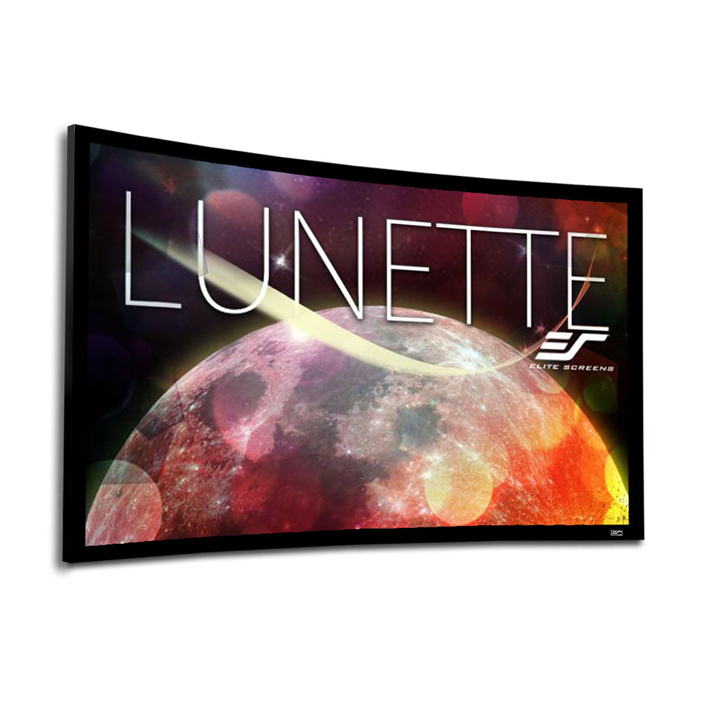 Framed artwork with 'LUNETTE' and 'Elite Screens' logos on a space-themed background