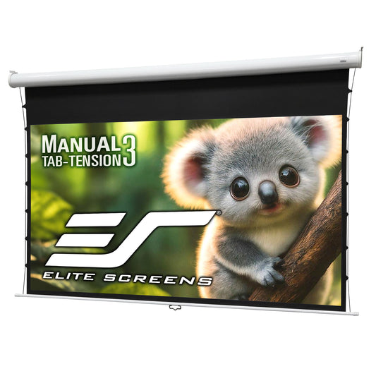 Elite Screens projector screen with a koala image on a white background