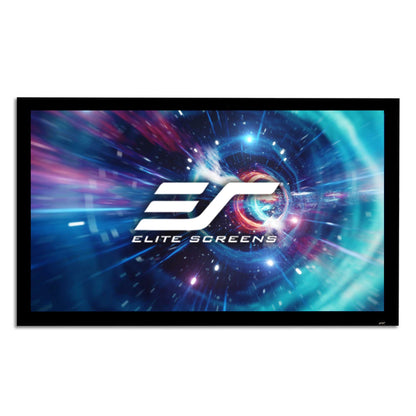Elite Screens projector screen with a futuristic design on a white background