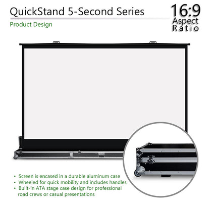 QuickStand 5-Second Series product design with screen and ATA case on a white background