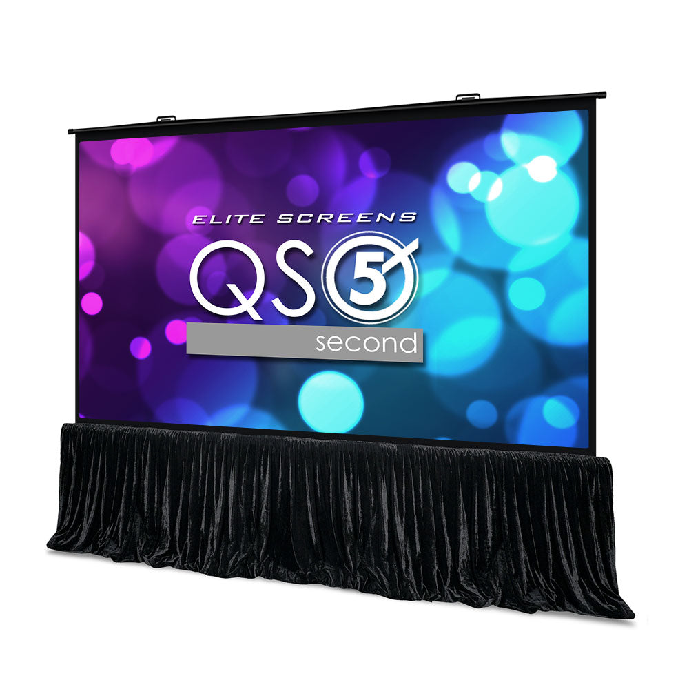 Elite Screens QS5 second projection screen with a colorful bokeh background