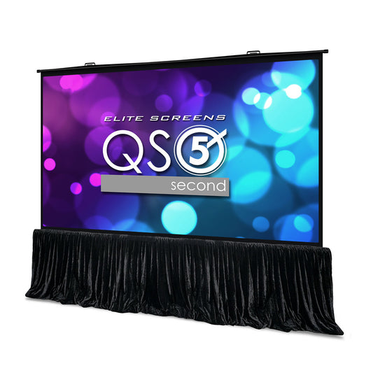 Elite Screens QS5 second projection screen with a colorful bokeh background