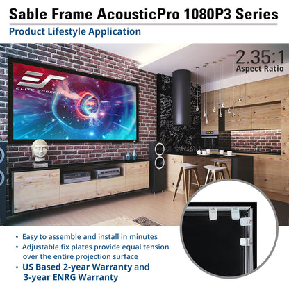 Sable Frame AcousticPro 1080P3 Series product lifestyle application in a home theater setting.