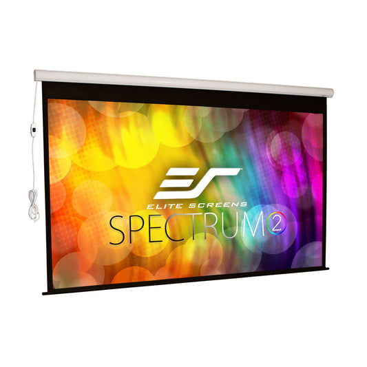 Elite Screens Spectrum 2 projector screen with colorful bokeh background
