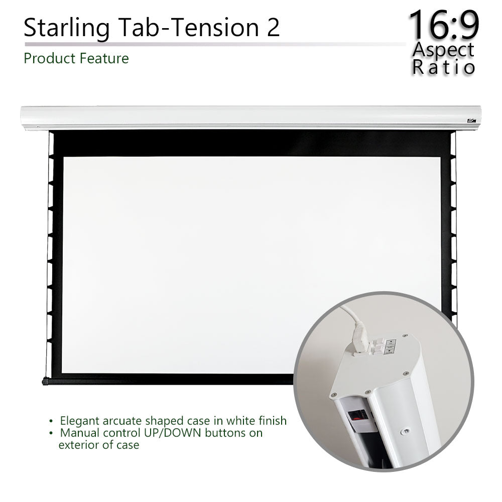 Starling Tab-Tension 2 projector screen with control panel on a white background