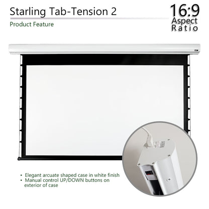Starling Tab-Tension 2 projector screen with control panel on a white background