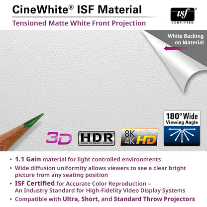 CineWhite ISF Material with features highlighted on a white background