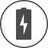 A circular icon depicting a battery with a lightning bolt, commonly used to represent power, energy, or charging status.