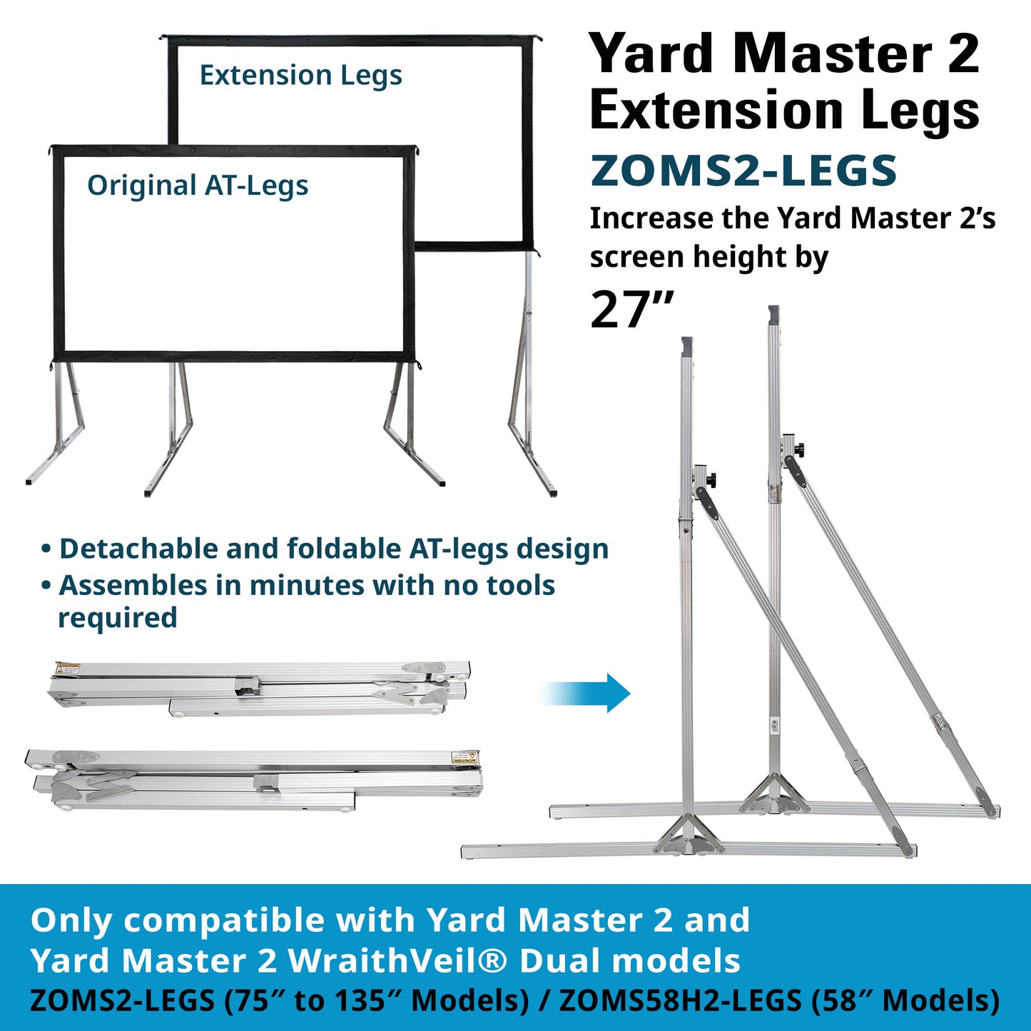 [Elite Screens] Yard Master 2 Optional EXTENSION Legs/Bars