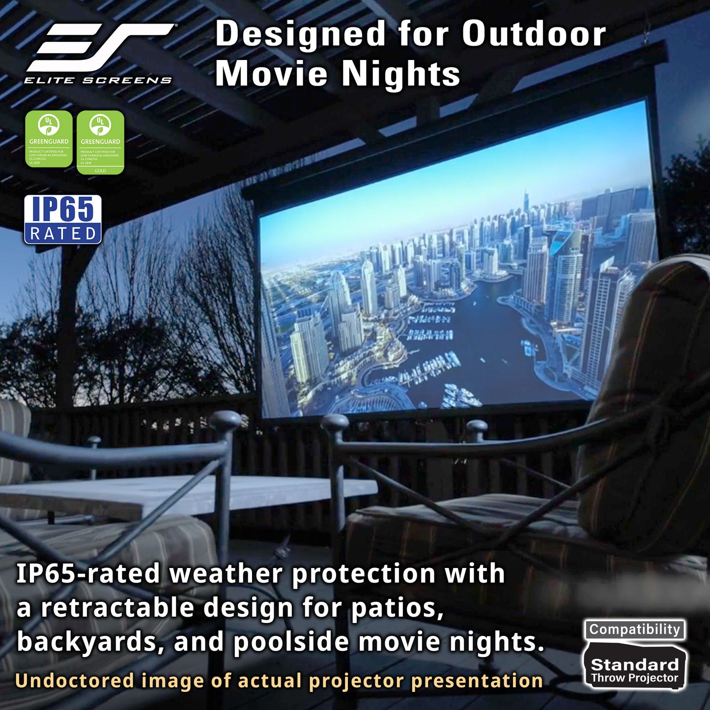 [Elite Screens] Yard Master Manual Series | Matte White (multi-layer weave) Projector Screen Material