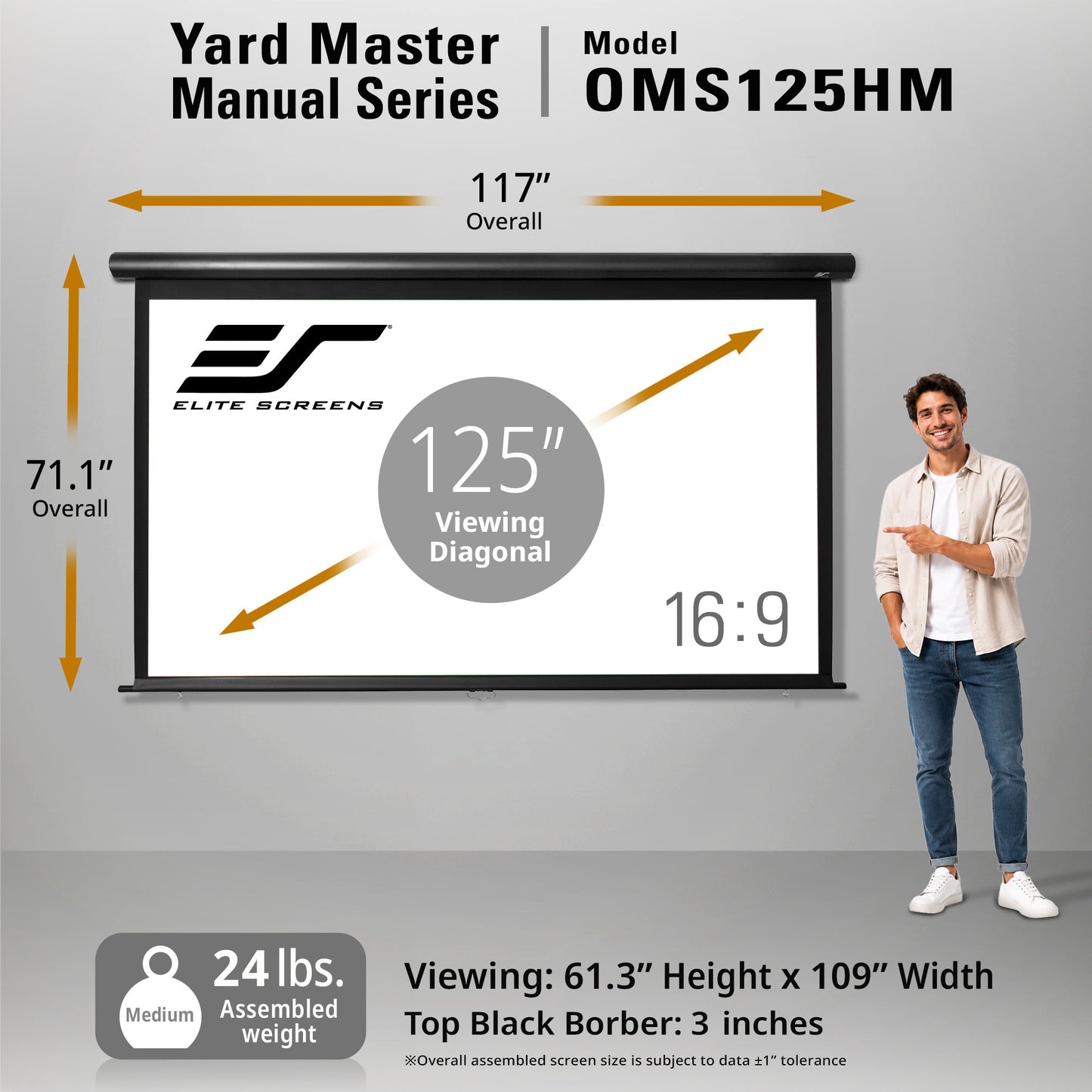 [Elite Screens] Yard Master Manual Series | Matte White (multi-layer weave) Projector Screen Material