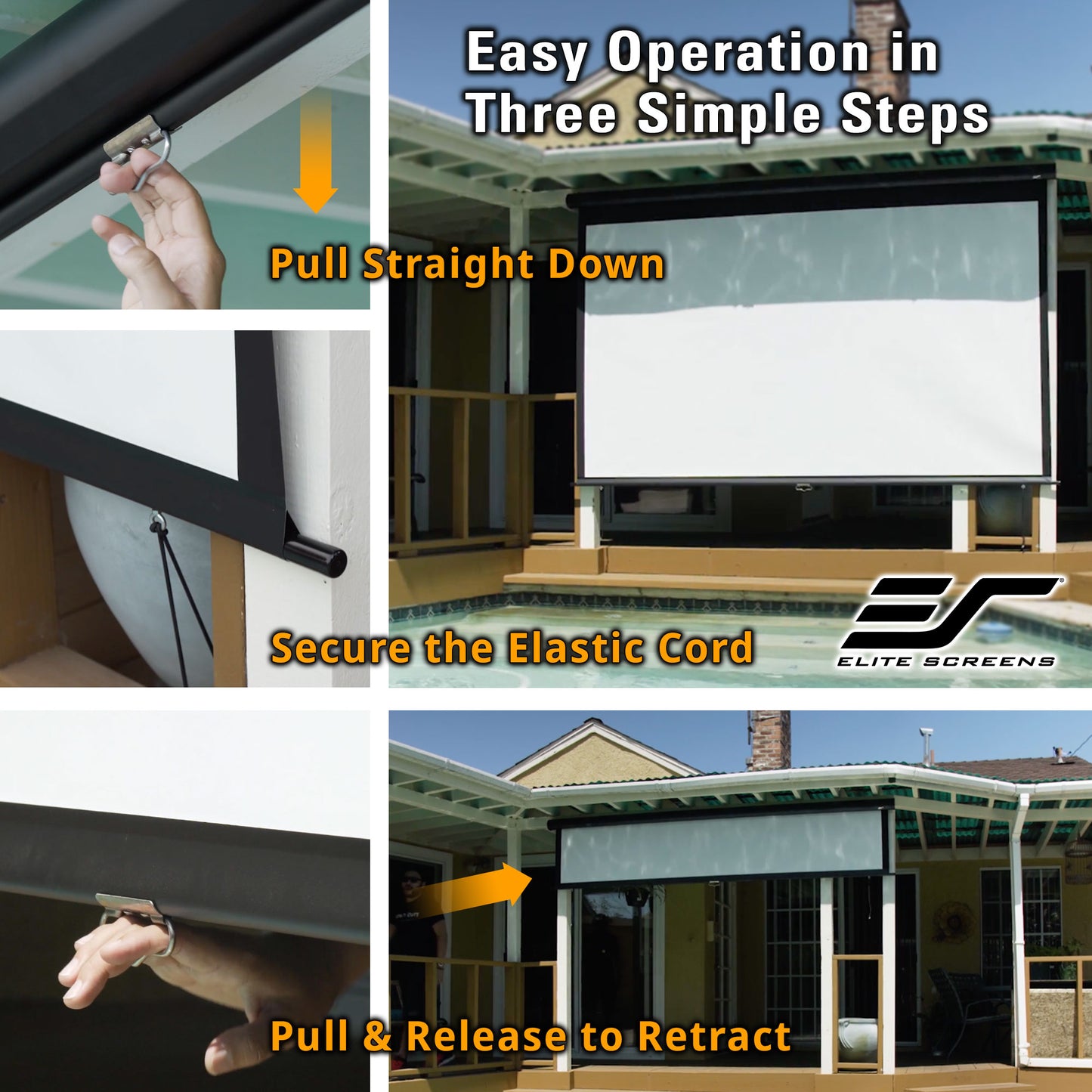 [Elite Screens] Yard Master Manual Series | Matte White (multi-layer weave) Projector Screen Material