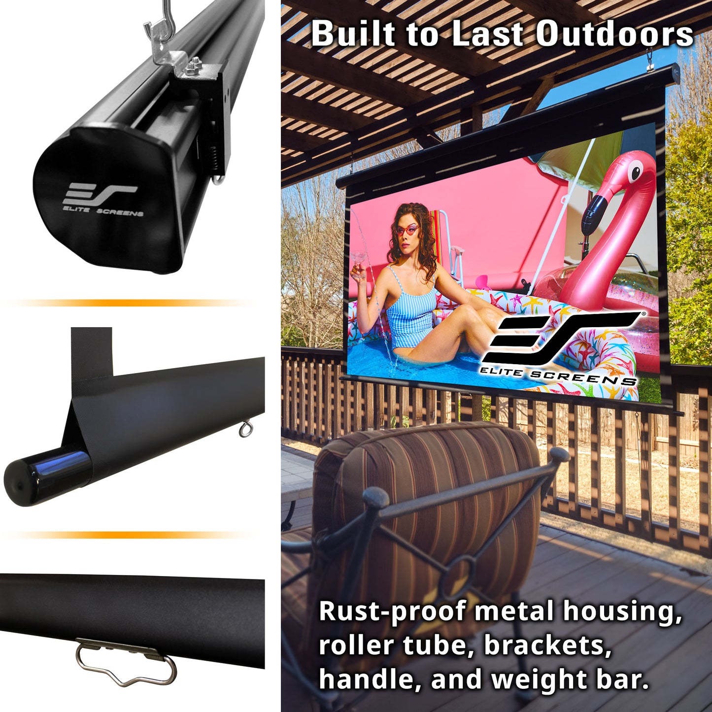 [Elite Screens] Yard Master Manual Series | Matte White (multi-layer weave) Projector Screen Material
