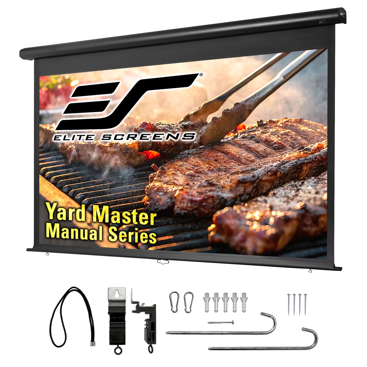 [Elite Screens] Yard Master Manual Series | Matte White (multi-layer weave) Projector Screen Material