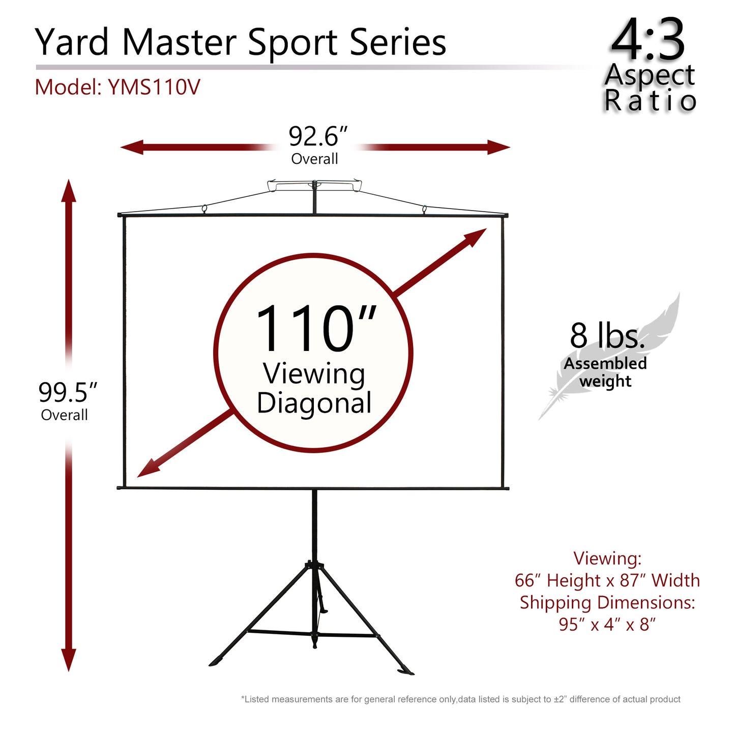 [Elite Screens] Yard Master Sport | ISF/GreenGuard Certified 2-Way Ultra-Light-Weight Portable Projection
