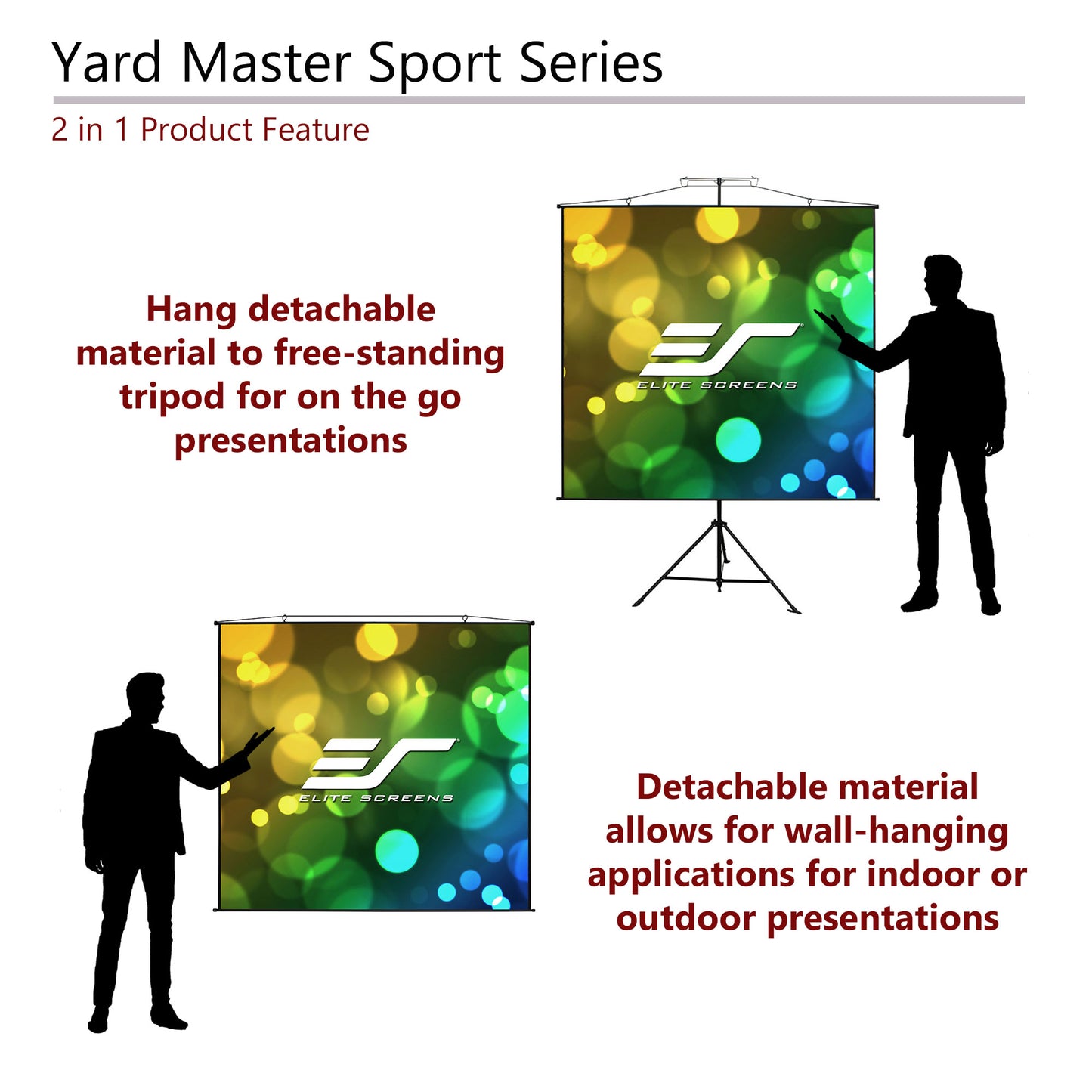 [Elite Screens] Yard Master Sport | ISF/GreenGuard Certified 2-Way Ultra-Light-Weight Portable Projection
