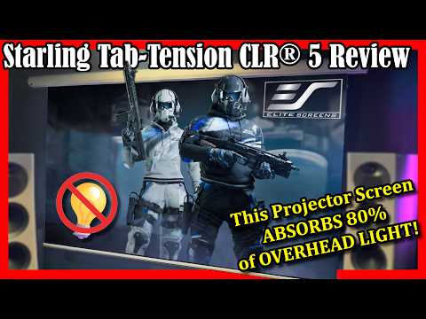 Video thumbnail of a Retractable screen with Elite Screens branding displaying Star Wars content